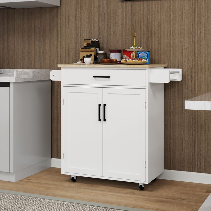ELEMENT ACE Versatile Kitchen Island Rolling Cart with Adjustable Storage Shelves, Towel Rack, and Seasoning Organizer