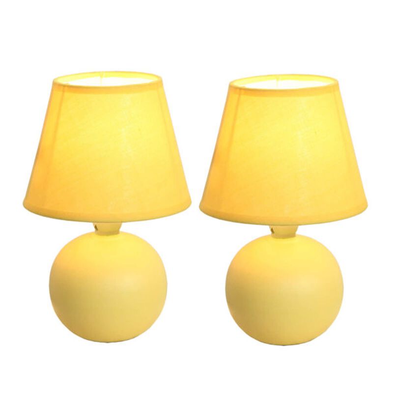 Simple Designs Mini Table Lamp with Ceramic Globe Base and Fabric Shade - 2 Pack Set image number 2