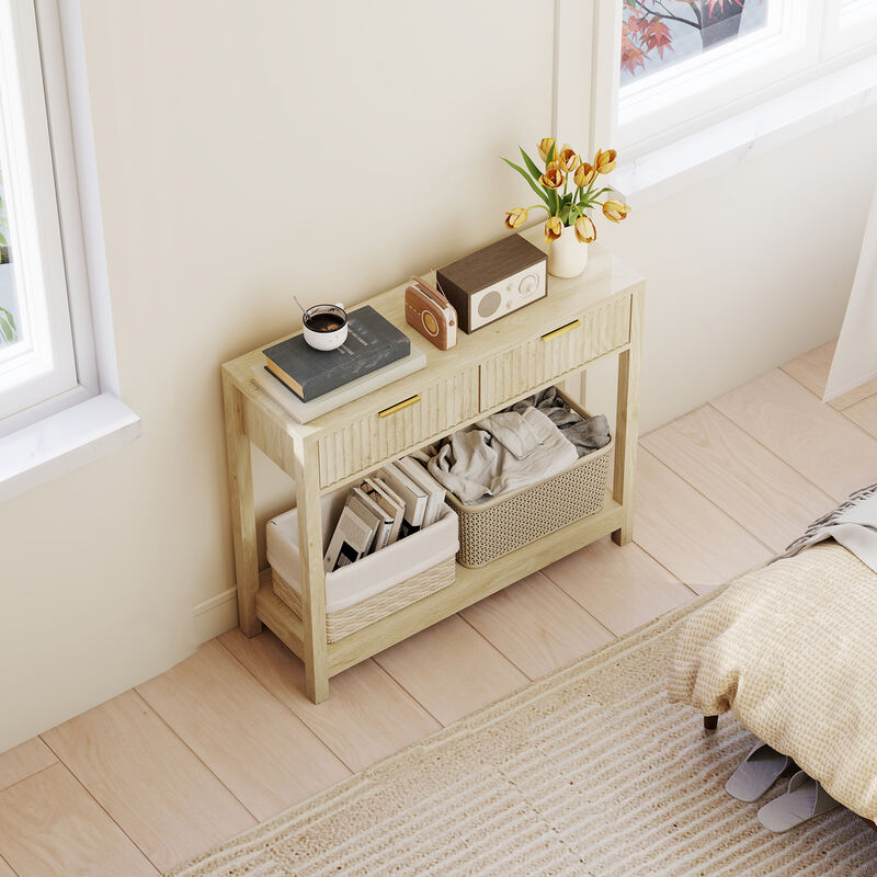 Hivvago 35" Entryway Console Table with Drawer and Shelf image number 7