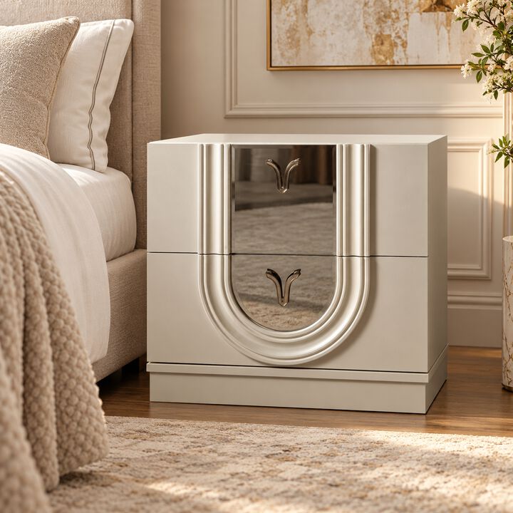 Miralqessa Mirrored 2-Drawer Nightstand