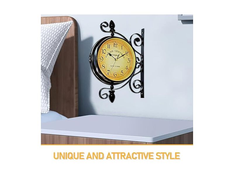 Vintage Double Sided Rotating Two Wall Clock 13 Inch Silent Non Ticking image number 2