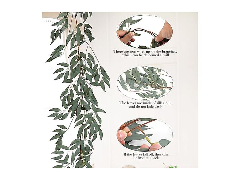 2 Pack Artificial Bamboo Greenery Garland Faux Silk Leaves Vines Fake Spring image number 3