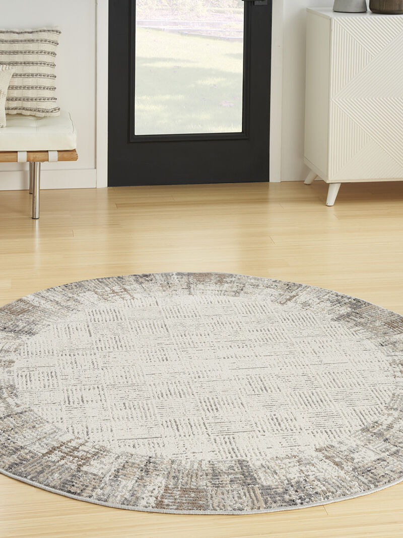 Elation ETN05 Ivory/Gray 5' x 8' Oval Rug
