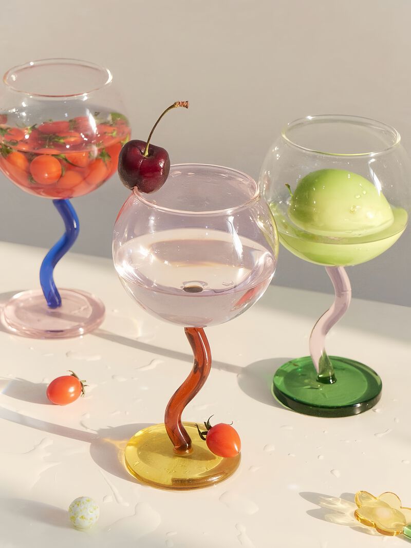 Handblown Bubble Wine Glass image number 1