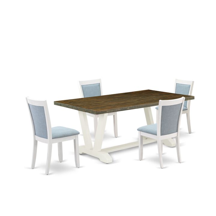 East West Furniture V077MZ015-5 5Pc Dinette Set - Rectangular Table and 4 Parson Chairs - Multi-Color Color