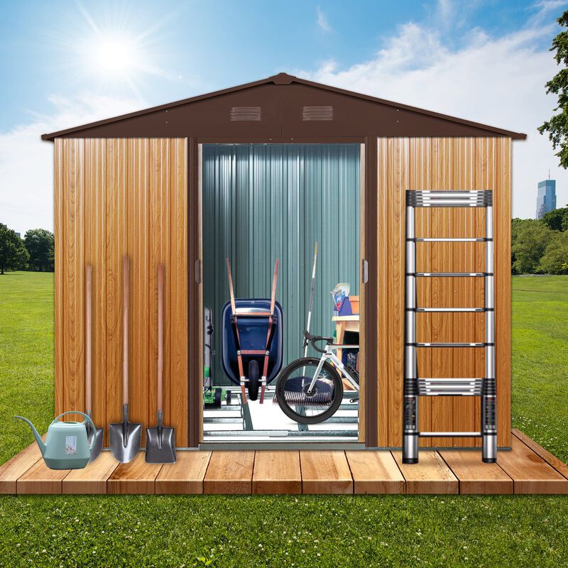 MONDAWE 6ft x 8ft Outdoor Metal Storage Shed with Metal Floor Base image number 3
