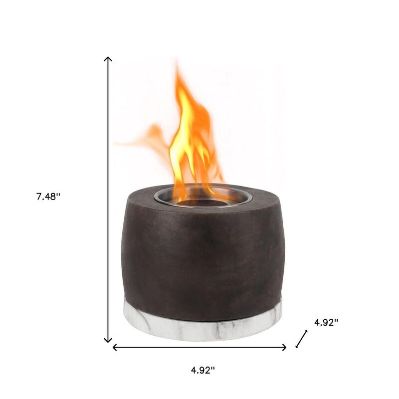 HomeRoots 5" Black And White Bioethanol Portable Tabletop Firepit image number 3