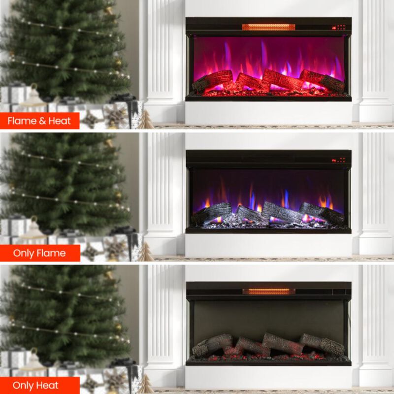Hivvago 36 Inch 3-Sided 1500W Electric Fireplace with 7-Color Flame