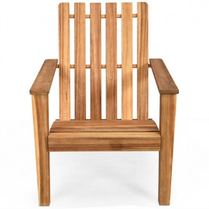 Indoor/Outdoor Acacia Wood Adirondack Lounge Armchair &ndash; Weather-Resistant Chair for Patio, Deck, or Garden image number 2