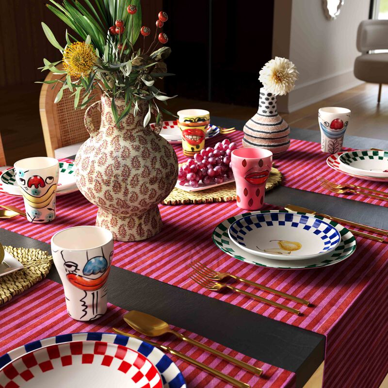 Cotton Mache Vase in Lisbon Tile