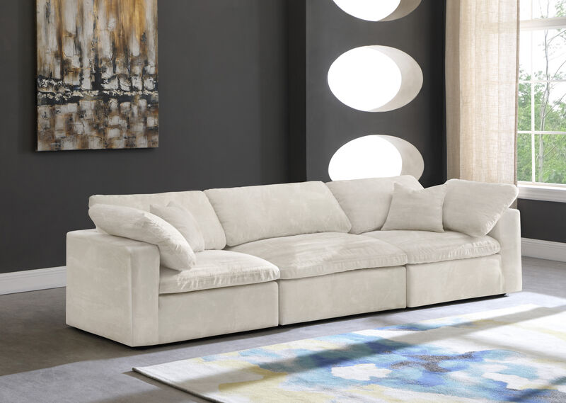Meridian Furniture Cozy Cream Velvet Comfort Modular Sofa