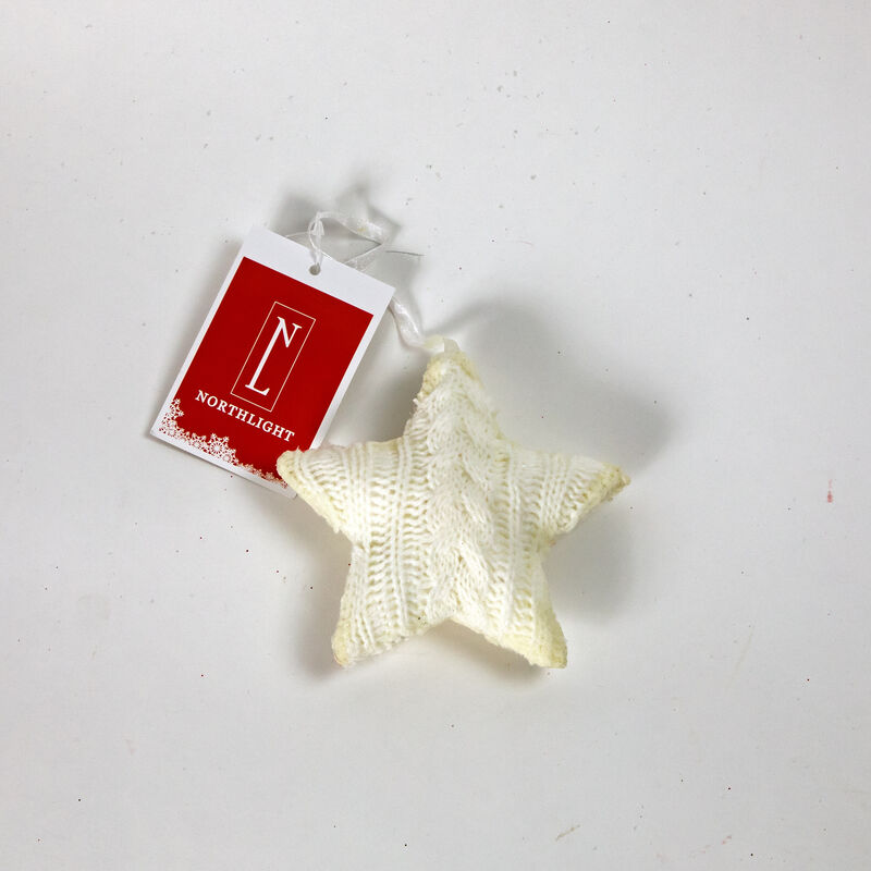 4" Cream Cable Knit Star Christmas Ornament image number 6