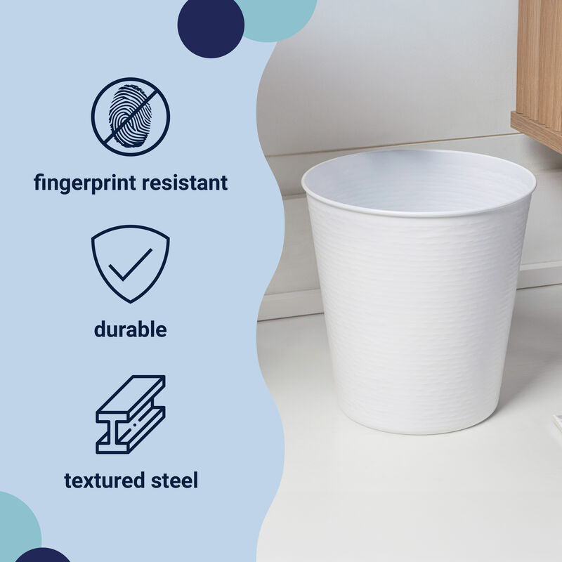 Remi Modern Classic Textured Steel 2-Gallon Wastebasket