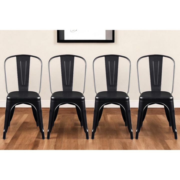 Hivvago Set of Four Black Steel Dining Side Chairs