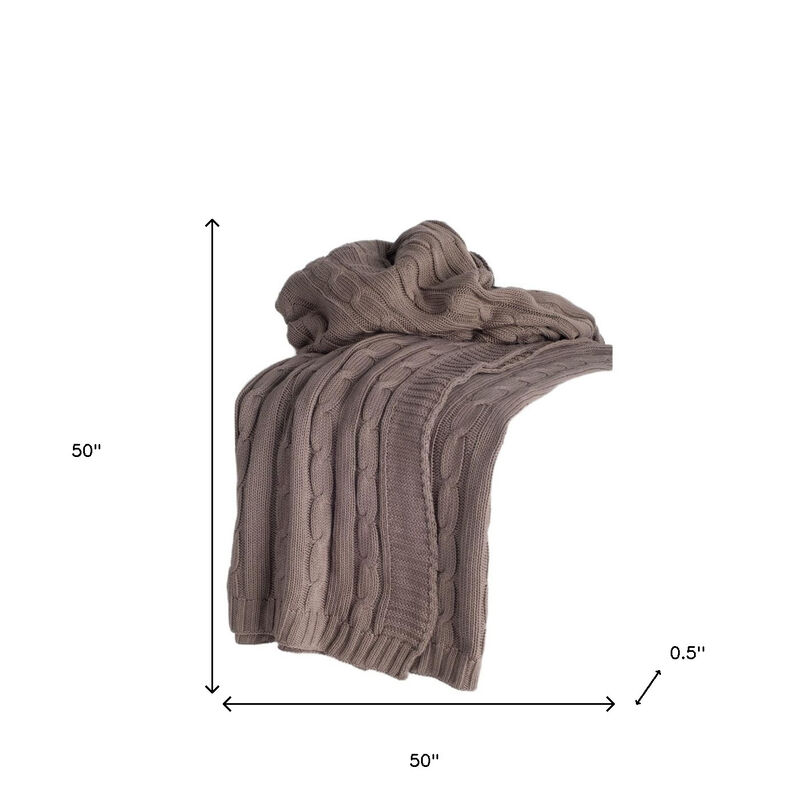 HomeRoots Brown Knitted 100% Cotton Throw Blanket image number 3