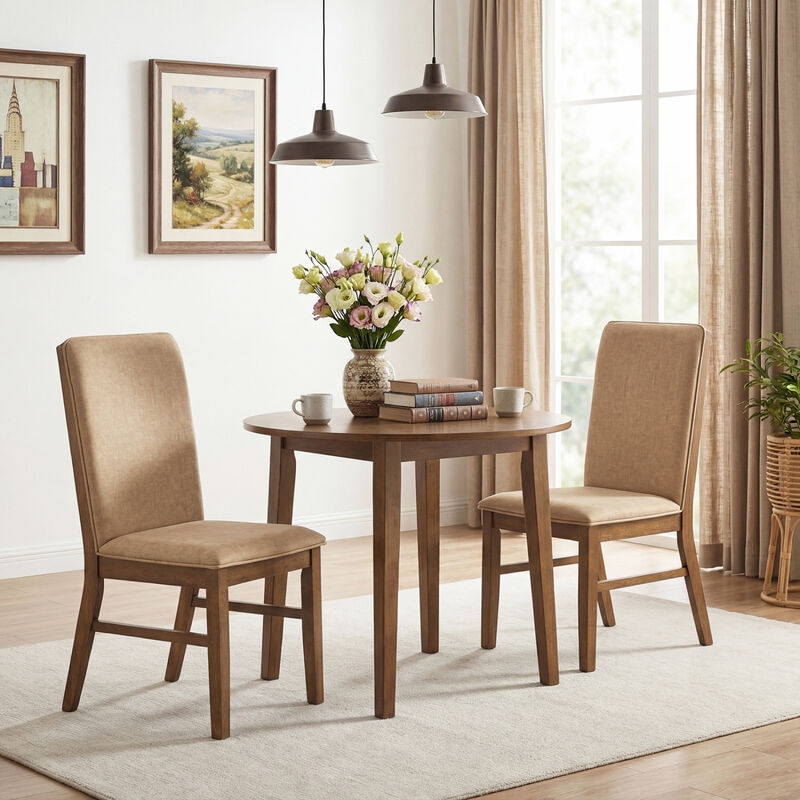 4 Pack Upholstered Dining Chairs with Rubber Wood Legs for Kitchen-Brown image number 6