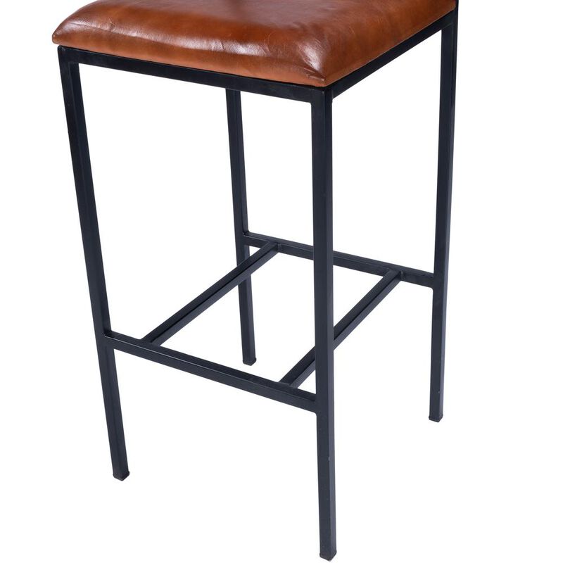 Butler Specialty Lazarus Leather & Metal 31.5 Bar Stool, Medium Brown