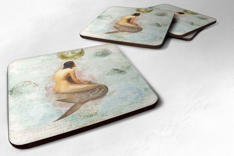 Caroline's Treasures SB3045FC Mermaids and Mermen Foam Coasters (Set of 4), 3.5 H x 3.5 W, Multicolor image number 0