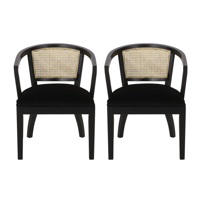 Christopher Knight Home Willow Traditional Upholstered Rubberwood and Cane Dining Chairs (Set of 2)