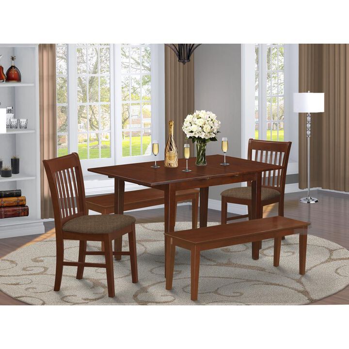 5 PC Dining room set- Table with 2 Dining Table Chairs and 2 Benches