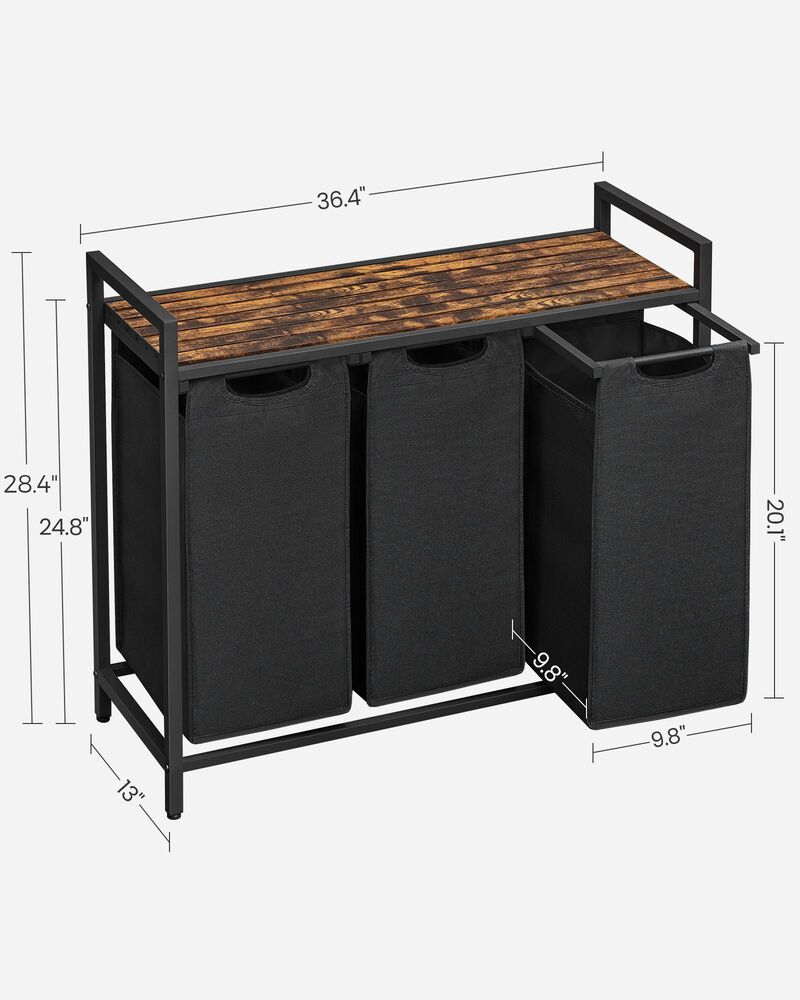 Laundry Hamper with 3 Pull-Out Removable Bags, 3 x 10 Gallons (38L) image number 6