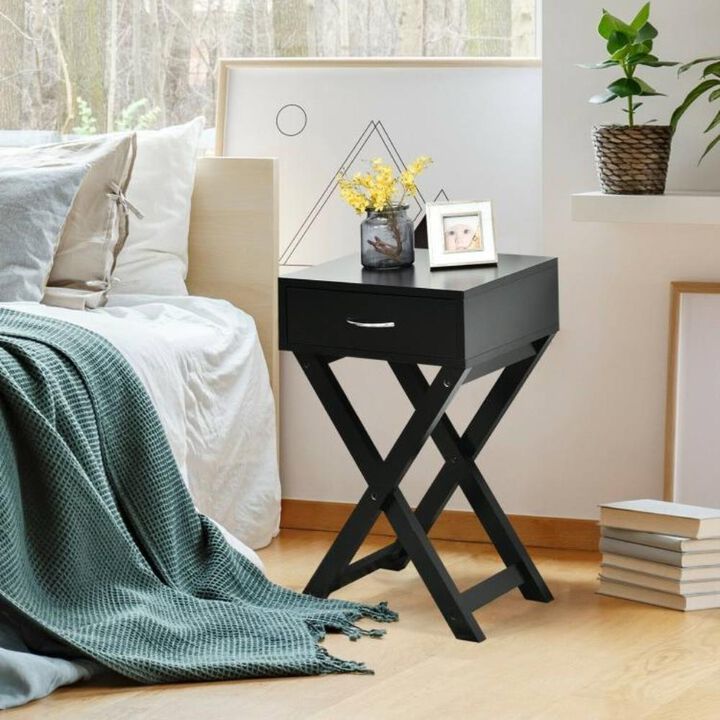 Hivvago Modern 1 Drawer Nightstand End Side Table Storage in White