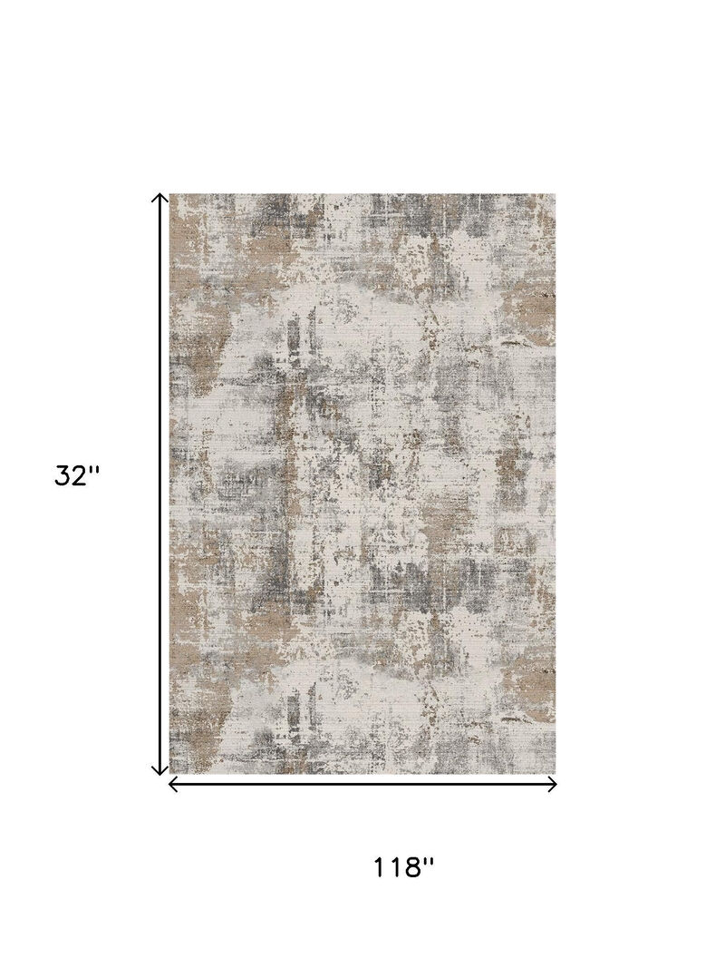 HomeRoots Abstract Distressed Runner Rug image number 2