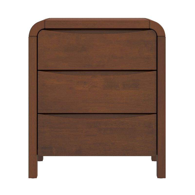 23.6" Assembled Mid Century Nightstand 3-Drawer Solid Wood Bedside Table image number 0
