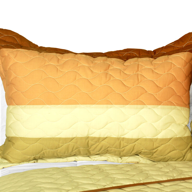 Sweet Soil 3 Piece Quilted Patchwork Bedding Set for Comfortable Bedroom Decor-Brown image number 2