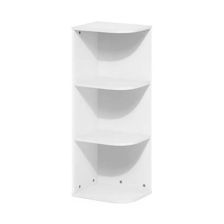 Furinno Pasir 3-Tier Corner Open Shelf Bookcase, White