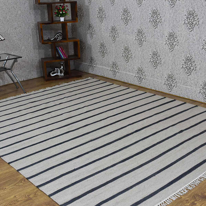 RUGSOTIC CARPETS HAND WOVEN FLAT WEAVE KILIM WOOL ECO-FRIENDLY AREA RUGS  - Rectangle Shape, Contemporary Design, Low Pile Handmade Rugs for Living Room (D00118)