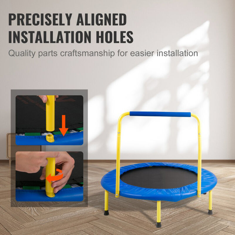 Toddler Trampoline with Foam Grip Handle, Foldable Mini Bouncer for Kids Indoor Outdoor Fun image number 9