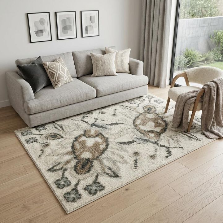 HomeRoots Abstract Non Skid Area Rug