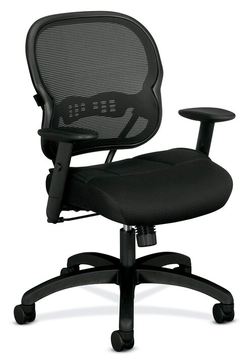 HON Wave Office Chair Mid Back Mesh Ergonomic Computer Desk Chair - Adjustable Arms, Lumbar Support, Synchro-Tilt Tension Angle