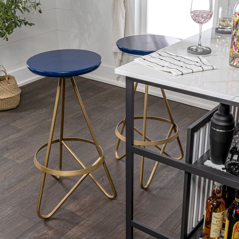 Spiroa Modern Industrial Metal Backless Circular Bar Stool