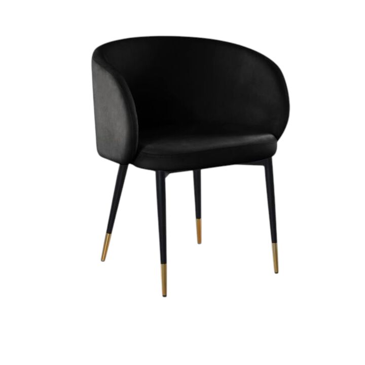 Hemingway Velvet Upholstered Side Chair in Black