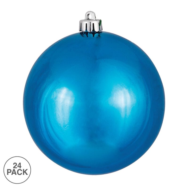 Vickerman 2.4" Christmas Ornament Ball, Turquoise Shiny Finish, Shatterproof Plastic, UV Resistant, Holiday Christmas Tree Decoration, 24 Pack image number 2
