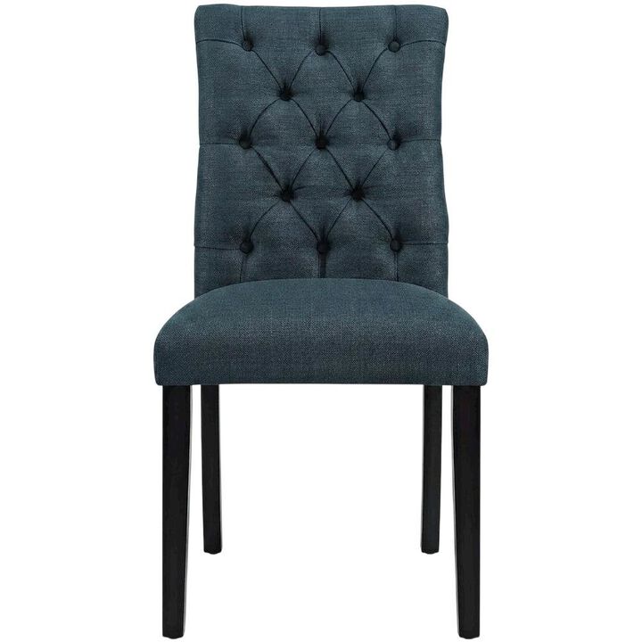 Button-Tufted Upholstered Fabric Parsons Chair, White
