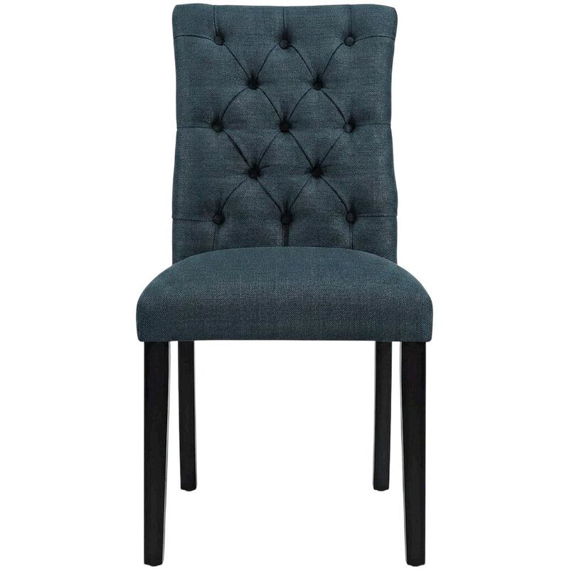 Button-Tufted Upholstered Fabric Parsons Chair, White image number 0