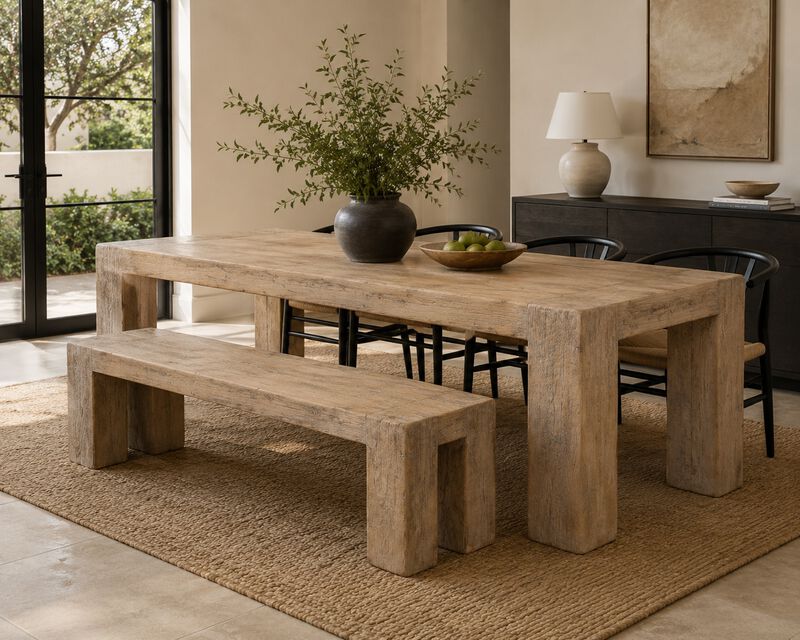 Ravello Solid Wood Bench in Weathered Gray image number 1