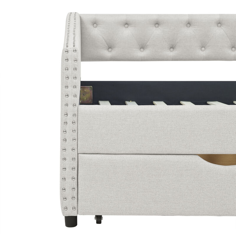 Nadcun Linen Upholstered 2 Storage Drawers Daybed image number 6