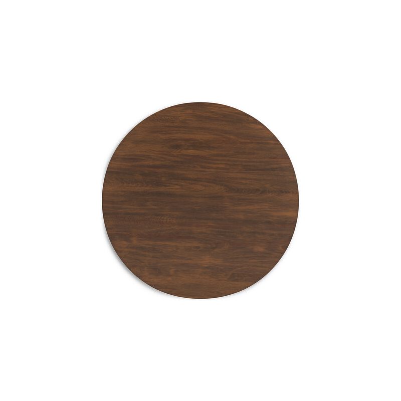 Jeyn Round Dining Table, Modern Curved Base, 45 Inch Brown Mango Wood