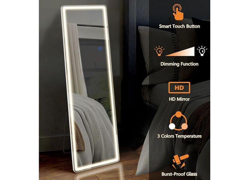 "59"x16" Full Length Mirror  Sleek Aluminum Frame  Freestanding or Wall-Mounted for Bedroom & Cloakroom"