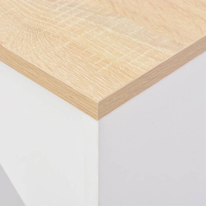 vidaXL Bar Table with Moveable Shelf White 54.33"x15.75"x47.24"