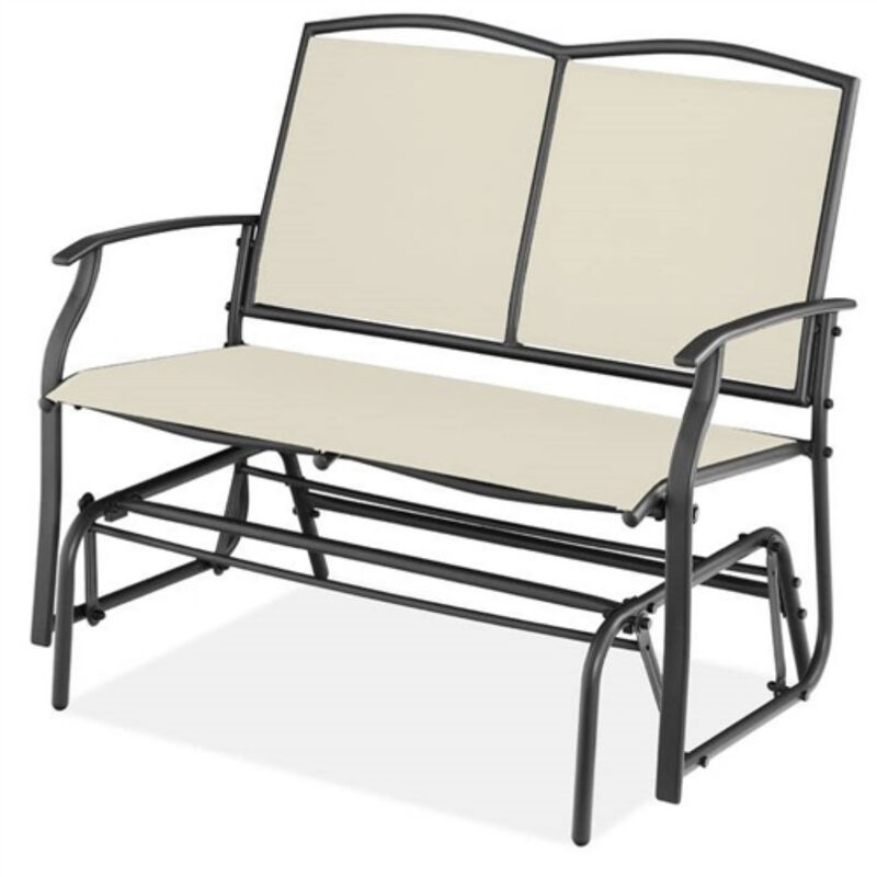 2 Seat Mesh Patio Loveseat Swing Glider Rocker with Armrests