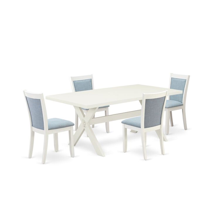 East West Furniture X027MZ015-5 5Pc Kitchen Set - Rectangular Table and 4 Parson Chairs - Multi-Color Color