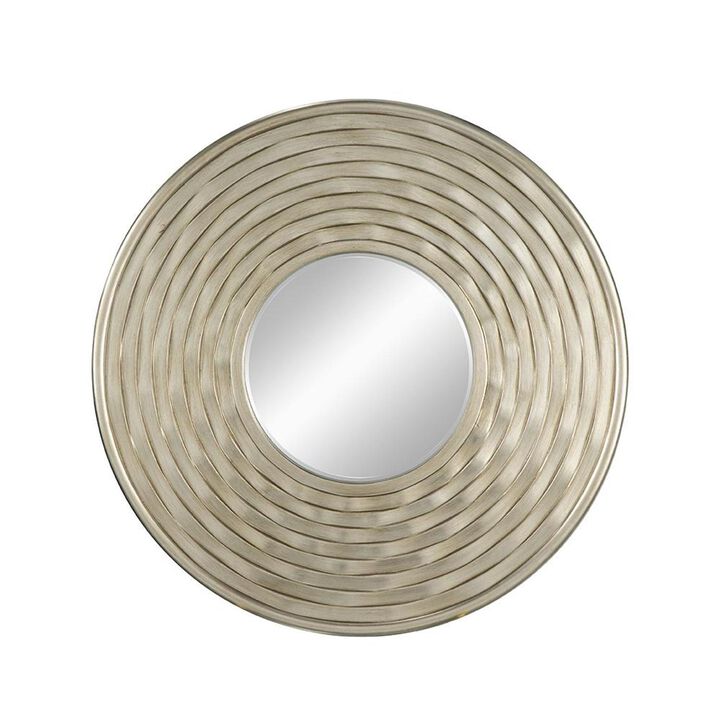 HomeRoots 31" Silver Round Dimensional Thick Frame Accent Mirror