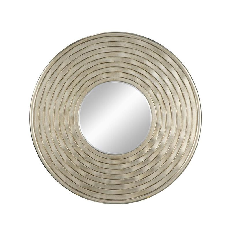 HomeRoots 31" Silver Round Dimensional Thick Frame Accent Mirror image number 0