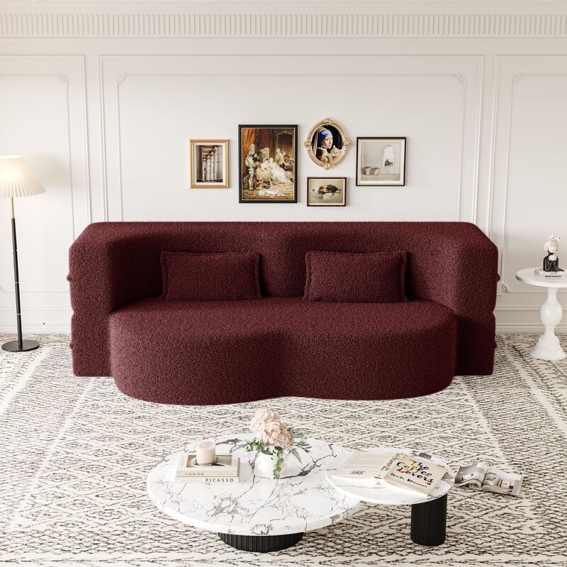 Modern Floor Sofa with 2 Pillows, Convertible Foam Sleeper Sofa Bed for Living Room image number 1