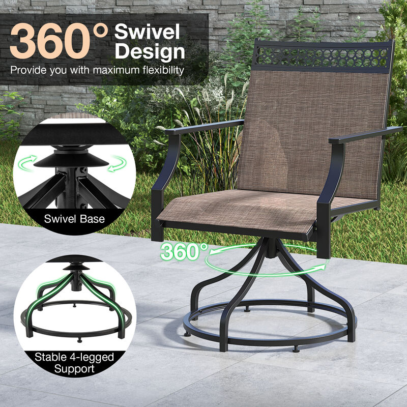 Patio Swivel Dining Chairs Set of 2 with Heavy-duty Metal Frame and Armrests image number 6
